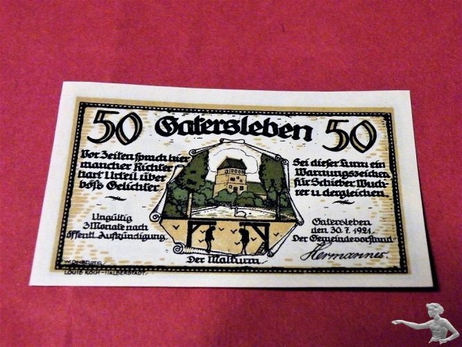 50 Pfennig Gatersleben 1921 der Walturm Max und Moritz